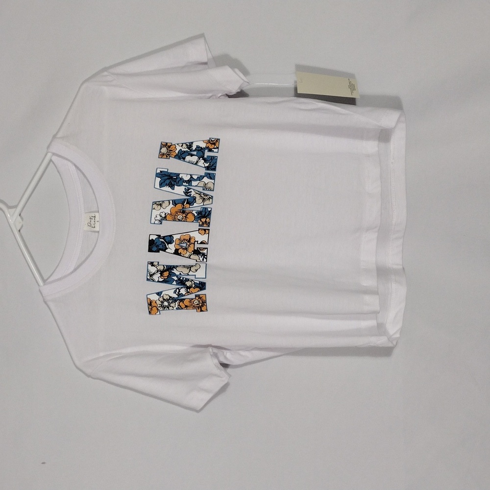 NWT Daybreak White Mama Floral Print  Crop Top Women's Size Small